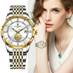 LIGE Women Watch Luxury Brand Fashion Ladies Watch elegante orologio da polso in acciaio dorato orologio Casual femminile impermeabile Montre Femme nuovo