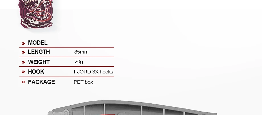FJORD 85mm 20g Platinen Wobbler Shad Unterwasser Angeln Locken Bleistift Bass Künstliche Köder Für Tucuna Meer Gefälschte Köder salzwasser – Detail 2