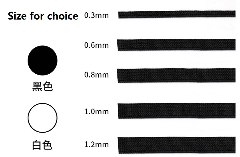 1 rolle Elastische Band Weiß Schwarz Nylon Gummi Band Kabel Geflecht Starken Seil Garment Nähen Zubehör DIY Maske Handwerk 3/6/ 8/10/12mm – Detail 13