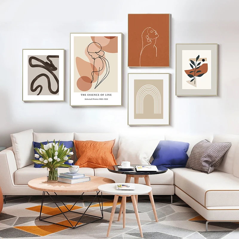 

Abstract Painting Canvas Poster Nordic Simple Wall Art Drew Line Figure Leaf Nordic Posters And Prints Pictures For Living Room