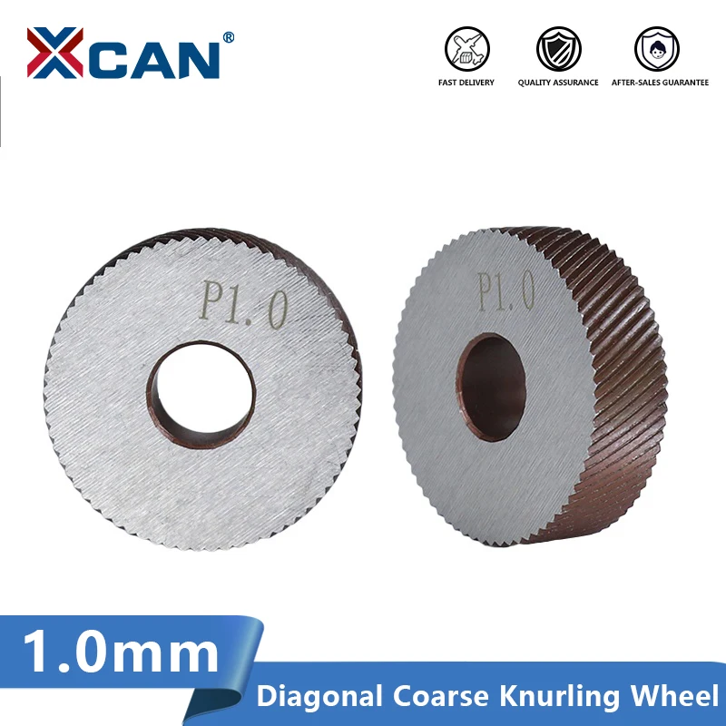 XCAN 2pcs 1.0mm Anti Slip HSS Diagonal Coarse Knurling Wheel Diameter 26mm for Metal Lathe Wheel Knurling Tools