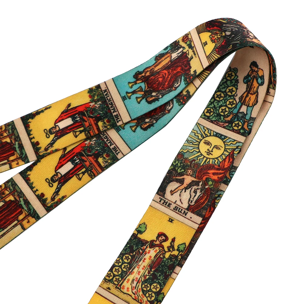 YQ671 Vintage Tarot Cards Printed Key Lanyard Neck Strap for Keys ID Badge Holder Travel Card Cover Keychain Phone Rope Lariat