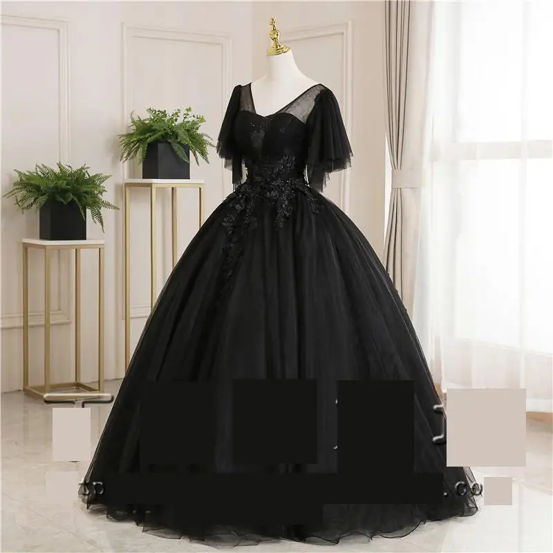 Vestidos de Quinceañera de talla grande, vestido de baile Formal con cuello en V, encaje Vintage, elegante, novedad de 2023