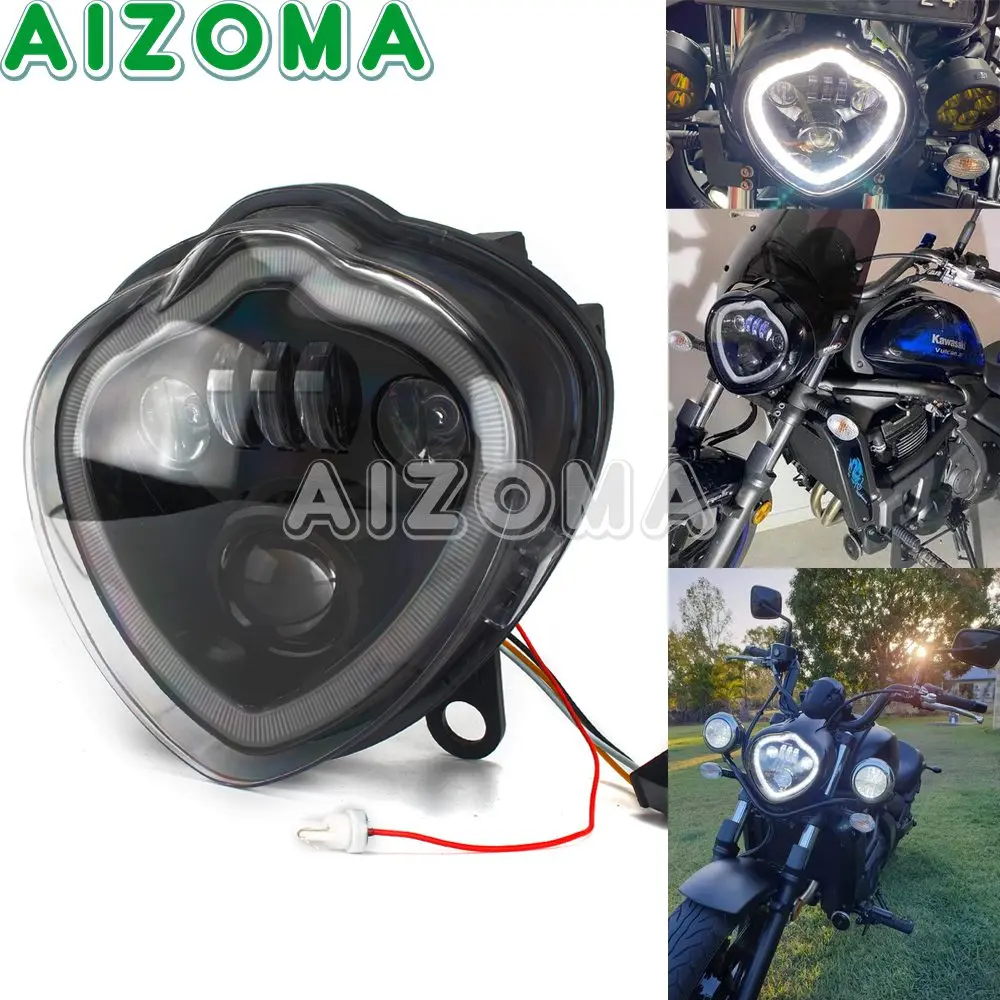 Motorcycle 12v LED Headlight Assembly For Kawasaki Vulcan S 650 EN650 2015-2021 High/Low Beam Headlamp DRL Running Lights