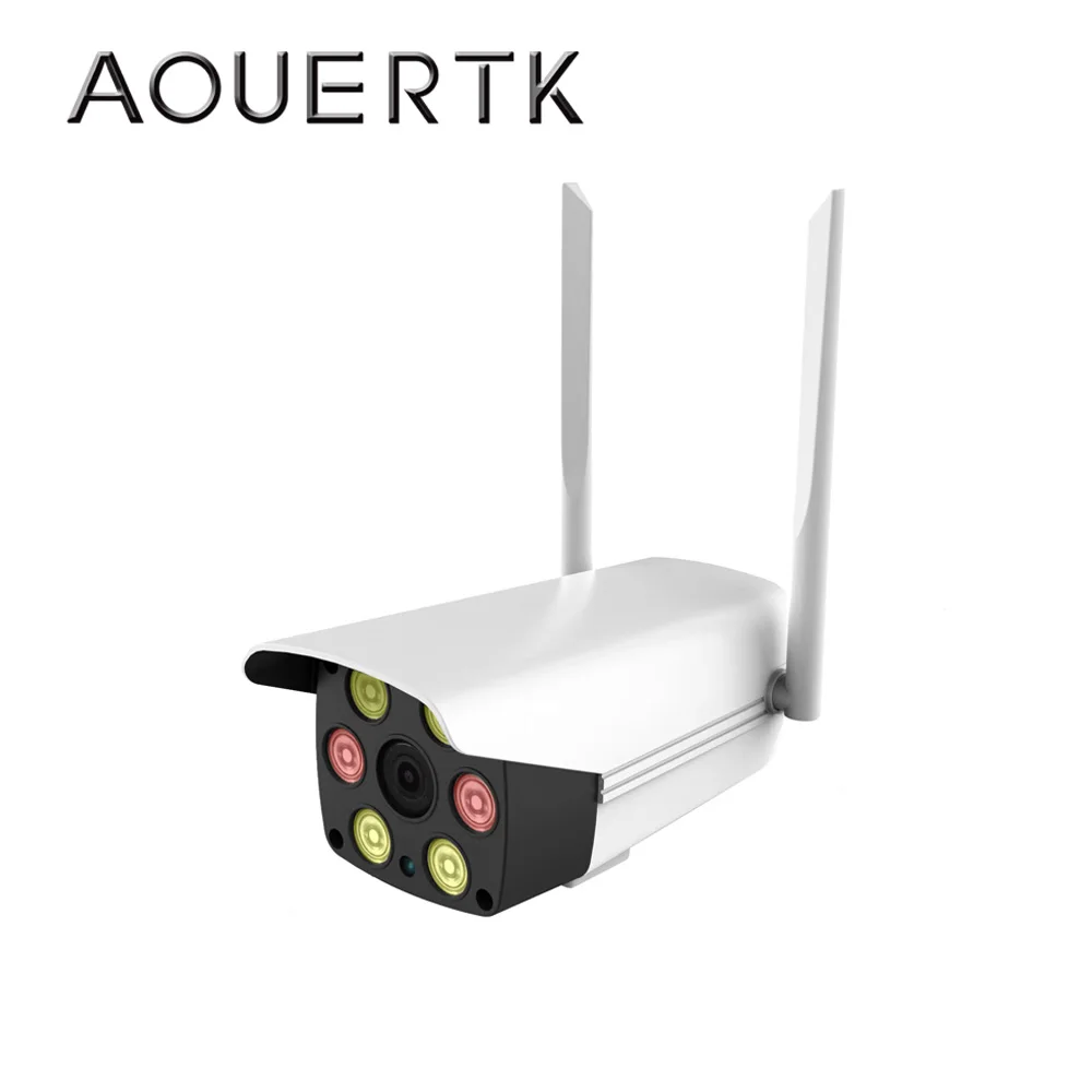 AOUERTK CCTV H.265X Full-Color Night Vision Outdoor Warning IP Camera 1080P ONVIF Wireless IP65 Waterproof Bullet WIFI Camera