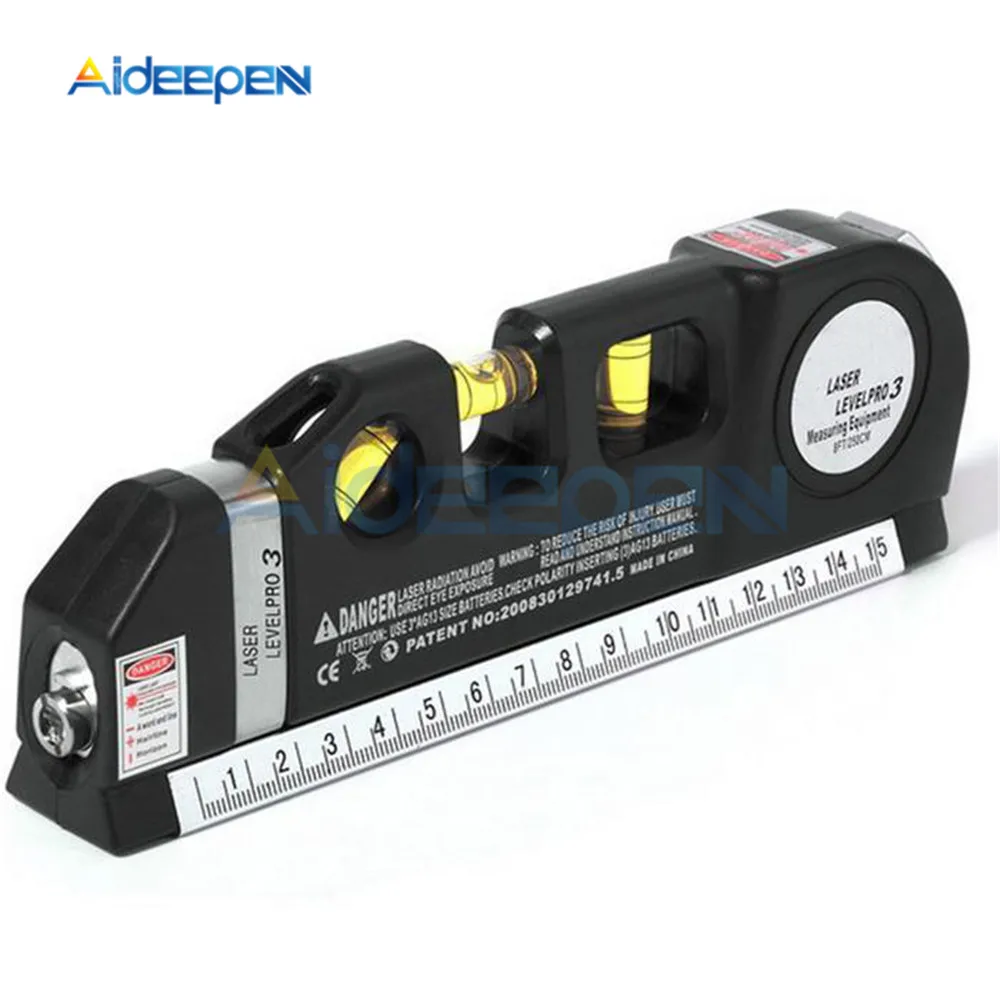 Multi Function Laser Level Cross Line Laser Tape Metric Ruler Measure Level Laser with Horizontal Vertical Measure Tape 8FT