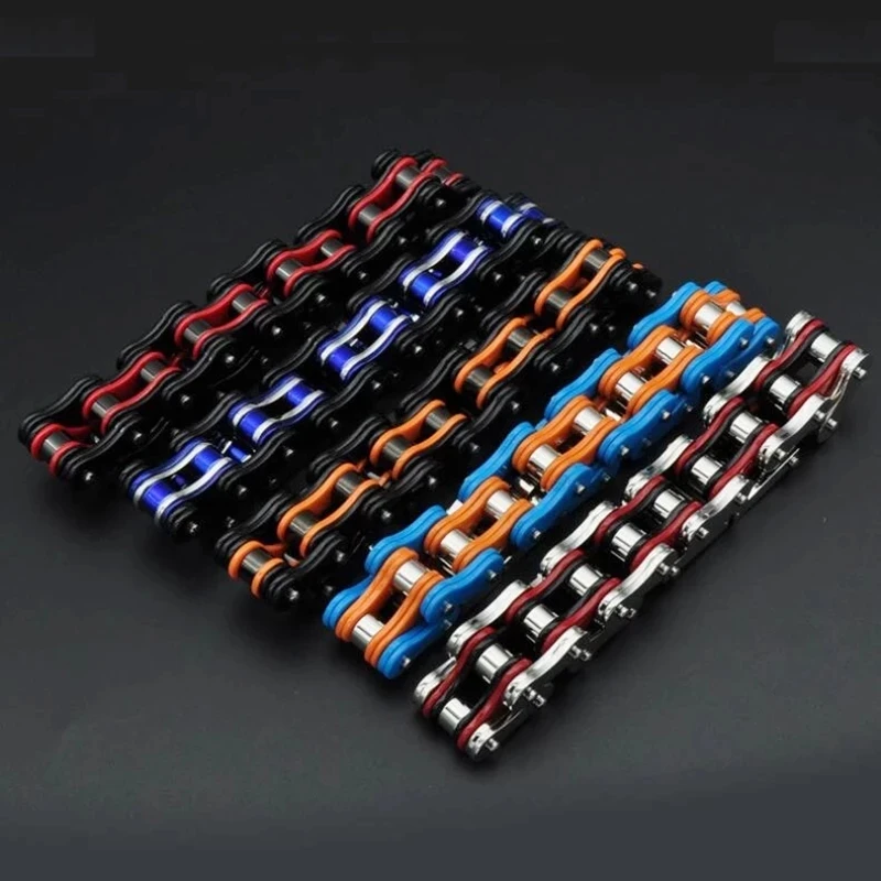 16mm Heavy Punk Green Bicycle Bike Bracelets Hiphop Men Women Black Stainless Steel Biker Motorcycle Chain Bracelet Jewelry