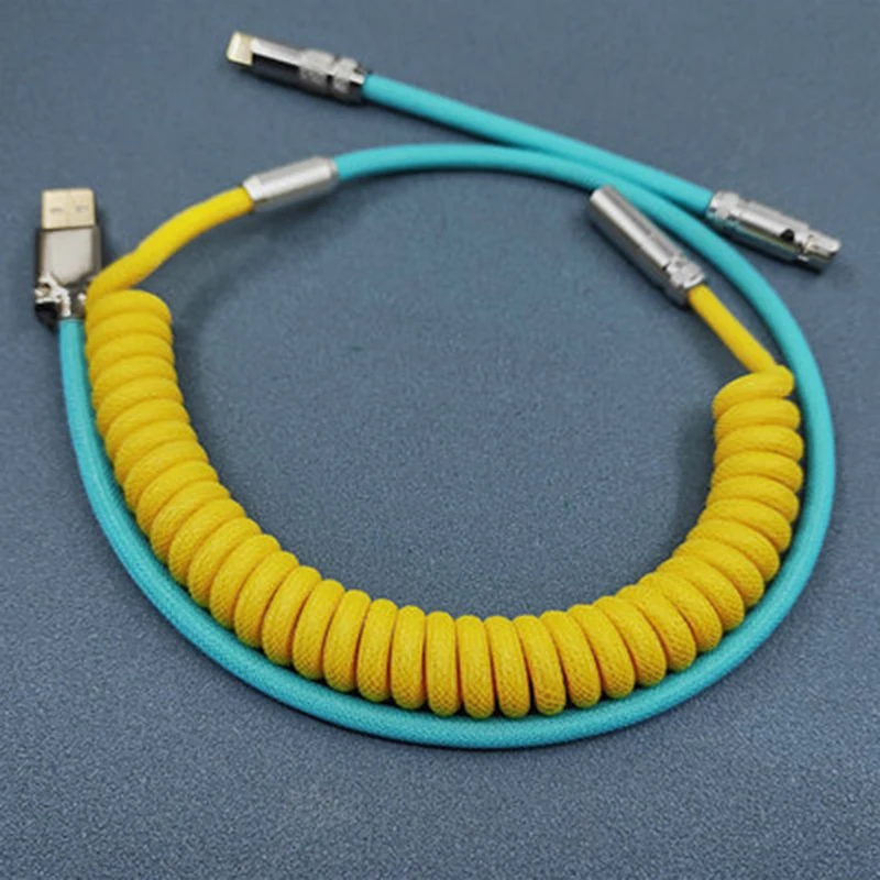 Customized Handmade DIY Detachable Coiled Cable Keyboard Type-C Mini Mirco to USB Connector For Mechanical Keyboard