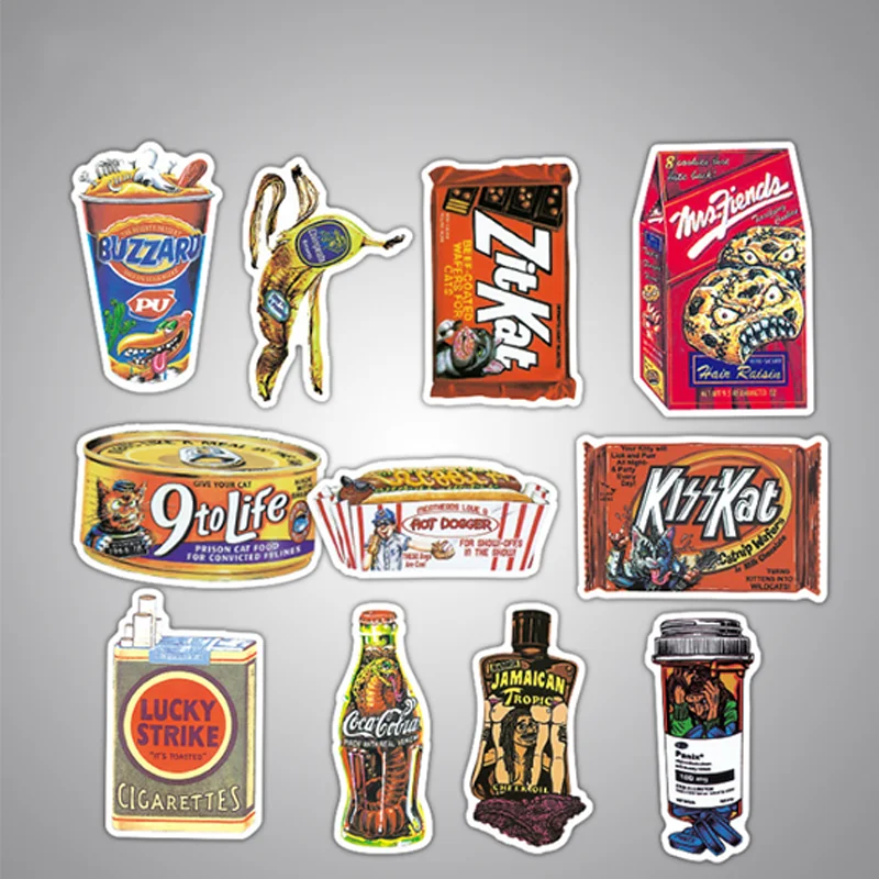 10/30/50 PCS spoof packaging snacks graffiti waterproof tide brand suitcase laptop skateboard waterproof stickers wholesale