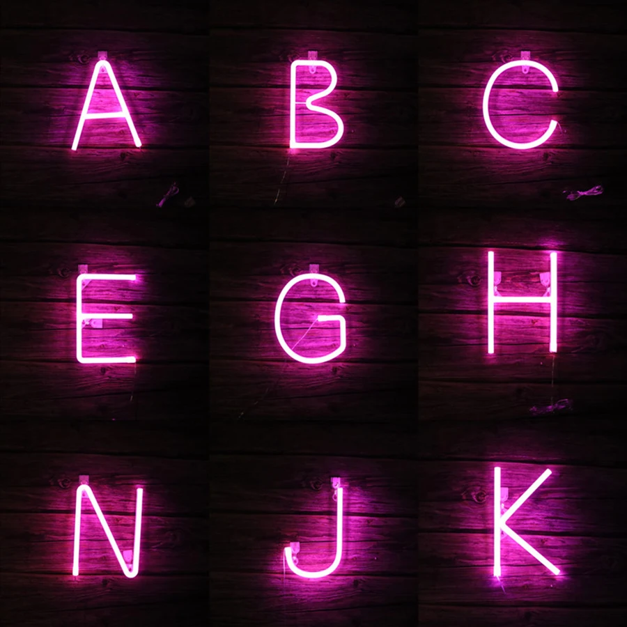 Alphabet Letter Neon Sign Light LED Strip Lamp Nightlight DIY LOVE HELLO OPEN BIRTHDAY PARTY Decor Room Shop Wedding Confession