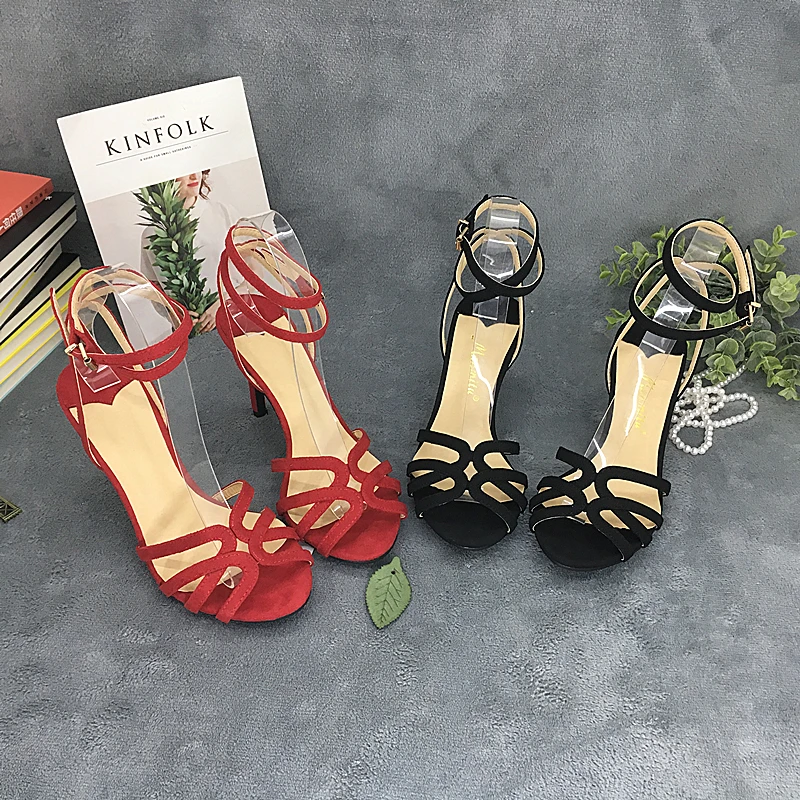 FHC European Sexy High Heeled Sandals,Women Summer Heels,Stage Show Shoes,Peep Toe,Female Footware,Ankle Cross Straps,Custom