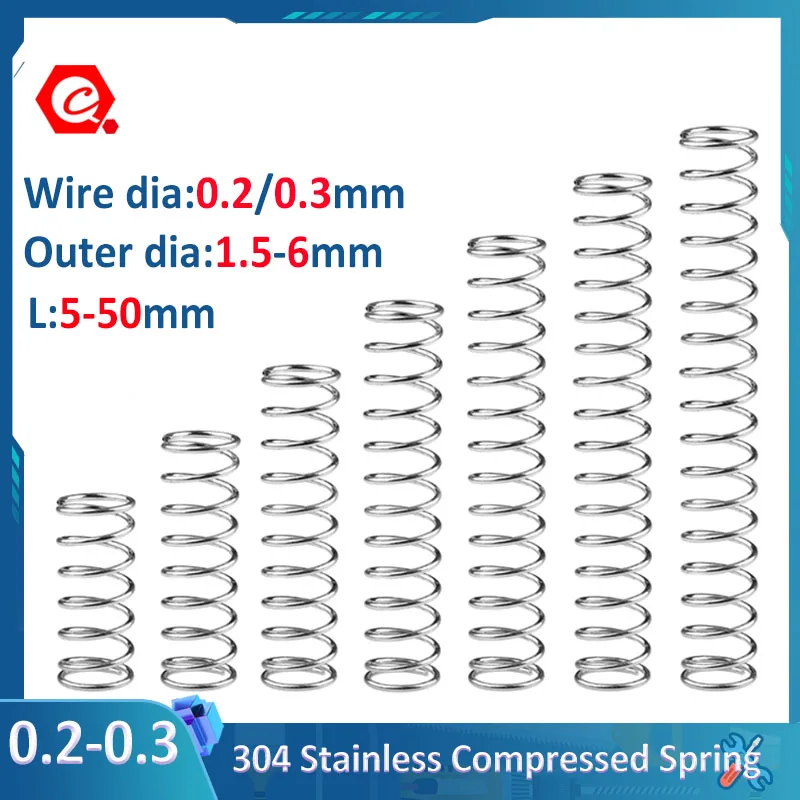 

Пружины компрессионные из нержавеющей стали, 0,2 мм, 0,3 мм, 10 шт.