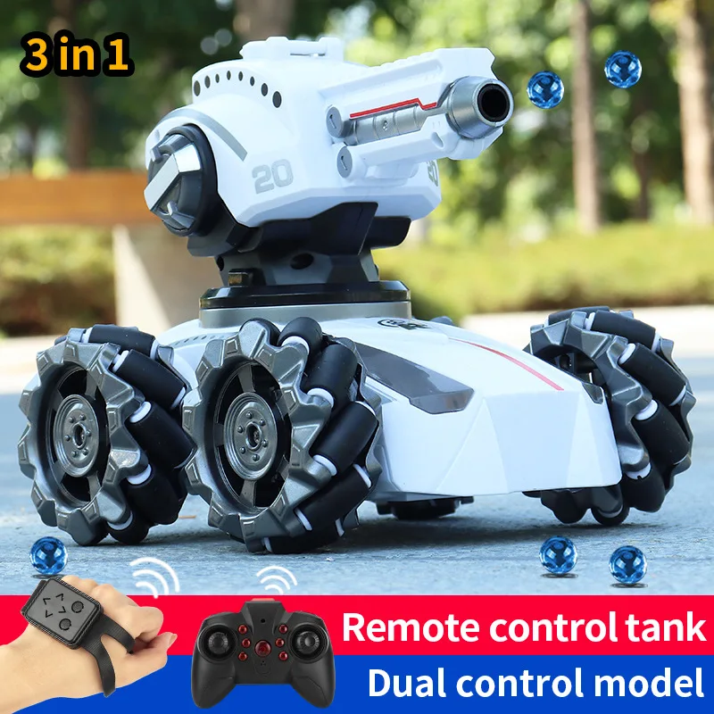 

3 In 1 Turret Gravity Sensor Multifunctional Remote Control Tank 2.4G 360° Rotation Smart Presentation Dynamic Music RC Tank Toy