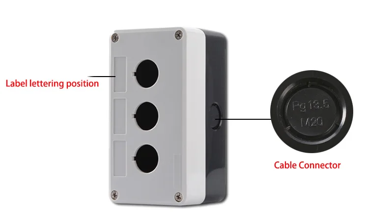 مقاوم للماء زر صندوق التبديل صندوق التحكم 12345 حفرة موقف صناعة التبديل مؤشر ضوء البلاستيك الطوارئ وقف حالة 22 مللي متر