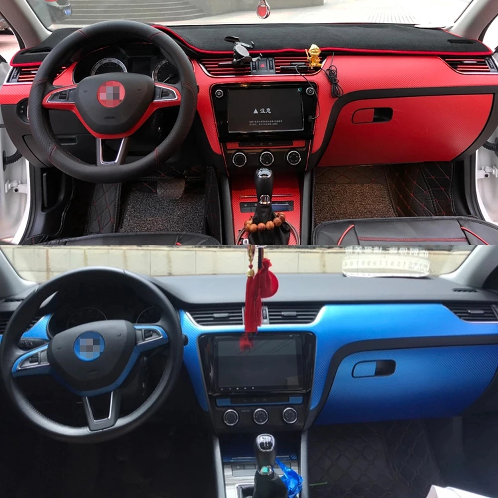 Car Interior Accessories 5D Carbon Fiber Sticker For Skoda Octavia 2015-2019 Internal Central Control Panel Door Handle Styling view 3
