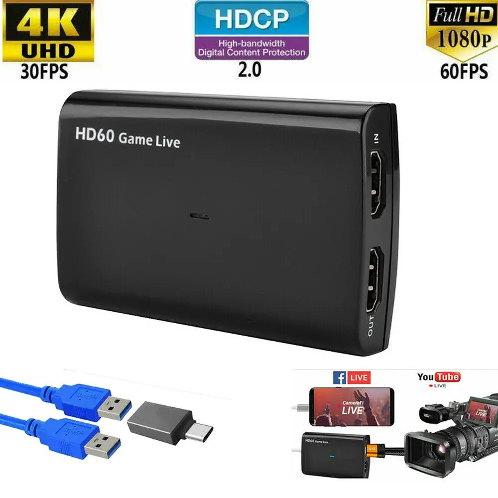 

Ready stock EZCAP 266 HDMI Video Capture Box Live Streaming Capture Device With MIC Support HDCP For Youtube Xbox Hitbox PS3