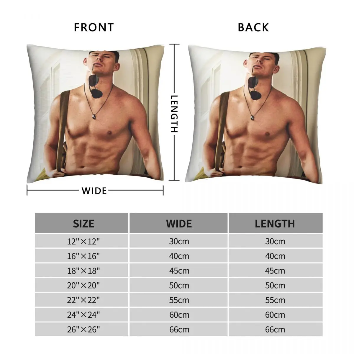 Channing Tatum Shirtless Square Pillowcase Polyester Linen Velvet Printed Zip Decor Pillow Case Home Cushion Cover