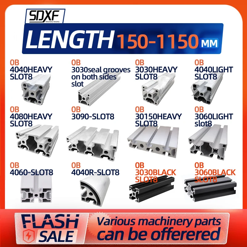 European Standard Aluminum Alloy Industrial Aluminum Profile  3030 3060 4040 4060 Small Automatic Rail Equipment Profile Flow