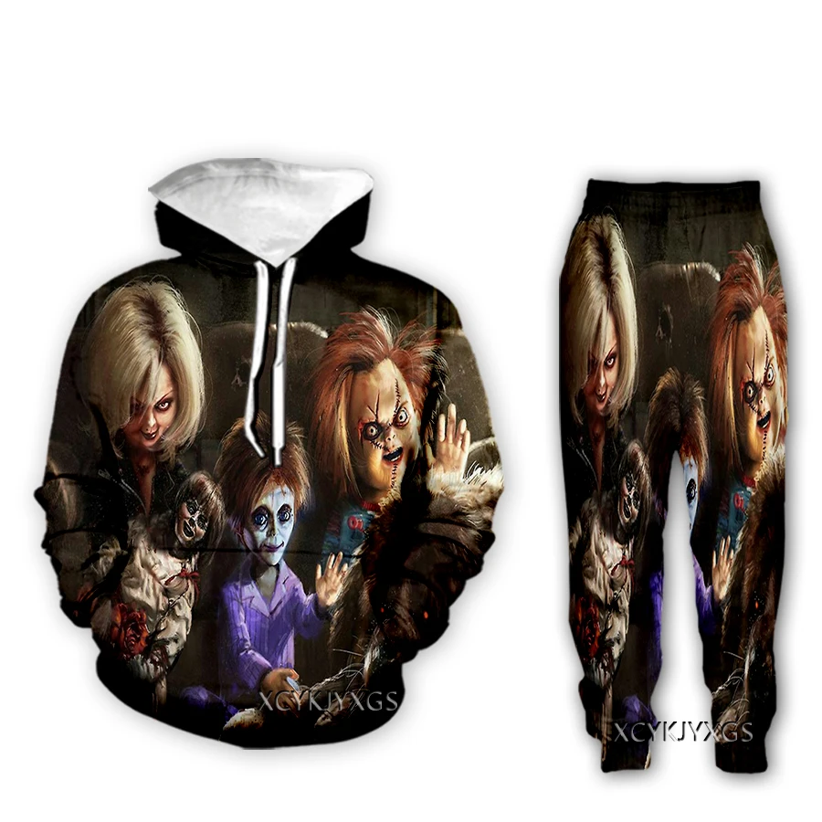 

Xinchenyuan Новинка Мужская/женская одежда из фильма ужасов Чаки с 3D принтом модная Толстовка с длинным рукавом толстовки спортивные длинные брюки Z06