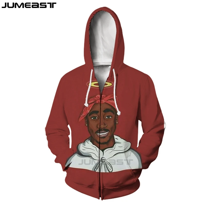 Jumeast Men Women 3D Sweatshirts Superstar Tupac Oversized Coat Streetwear Harajuku Casual Jacket Pullover Spring Zipper Hoodies