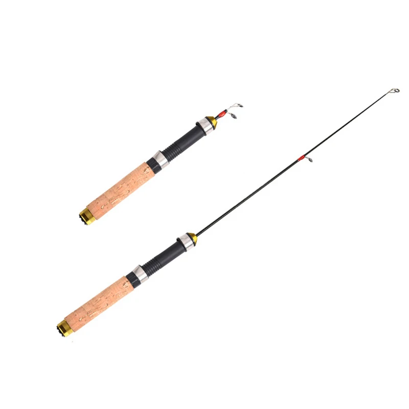 Lce Fishing Rod Fishing Tackle 60cm Telescopic Portable Carbon Fiber River Shrimp Fishing Pole Winter Pesca Elastic Anti Slip