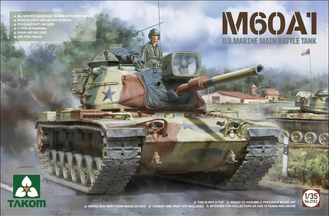 Takom 메인 배틀 탱크 조립 플라스틱 모델 키트, US M60A1, 2132, 1/35 체중계