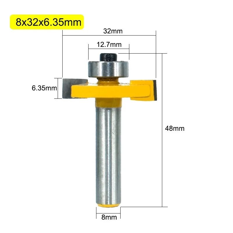 Lavie 1pc 8mm Shank T-Sloting Router Bit Bit with Bearing Wood Slot Milling Cutter T Type Rabbeting Woodwork Tool for Wood