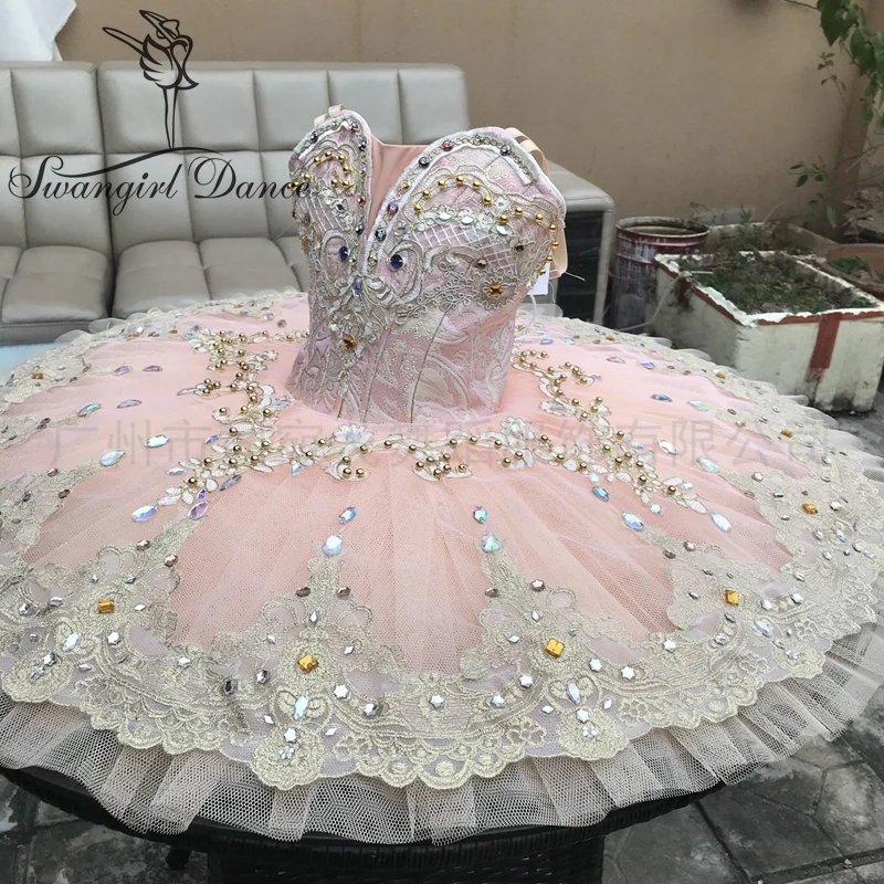 Sleeping Beauty Professional Ballet Tutu Dress Costume Women La sylphide peach pink performance stage costume BT9259