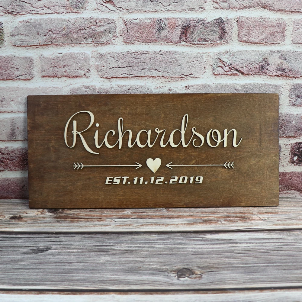 Pesonalized Family Last Name Wedding Sign Rustic Wood Wedding Wall decor Sign Custom Bridal Shower Gift Established Sign