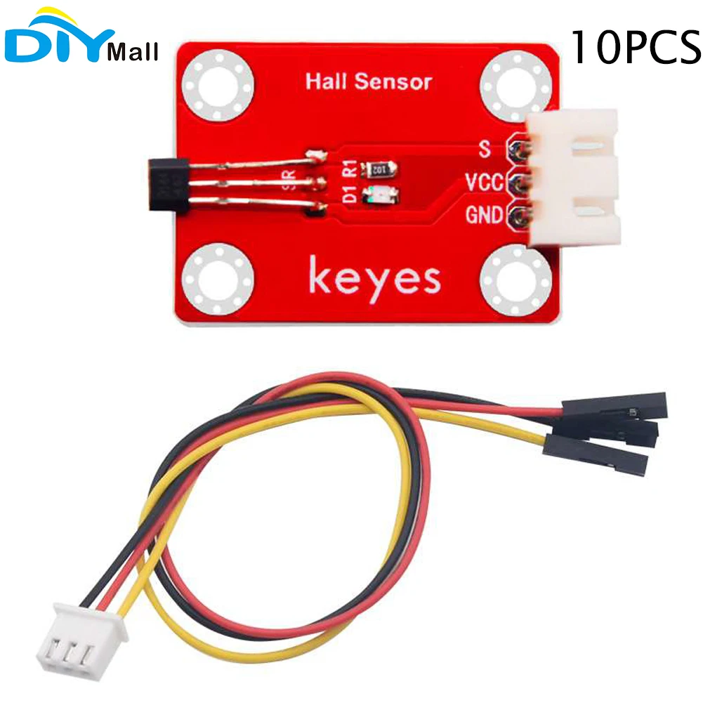 10PCS Keyes Brick Hall Sensor (Pad Hole) with Anti-Reverse Plug White Terminal A3144