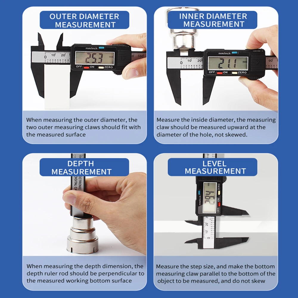 LUXIANZI 150MM Vernier Caliper High-precision Plastic LCD Digital Caliper Measure Inner Outer Diameter Depth Measuring Tools