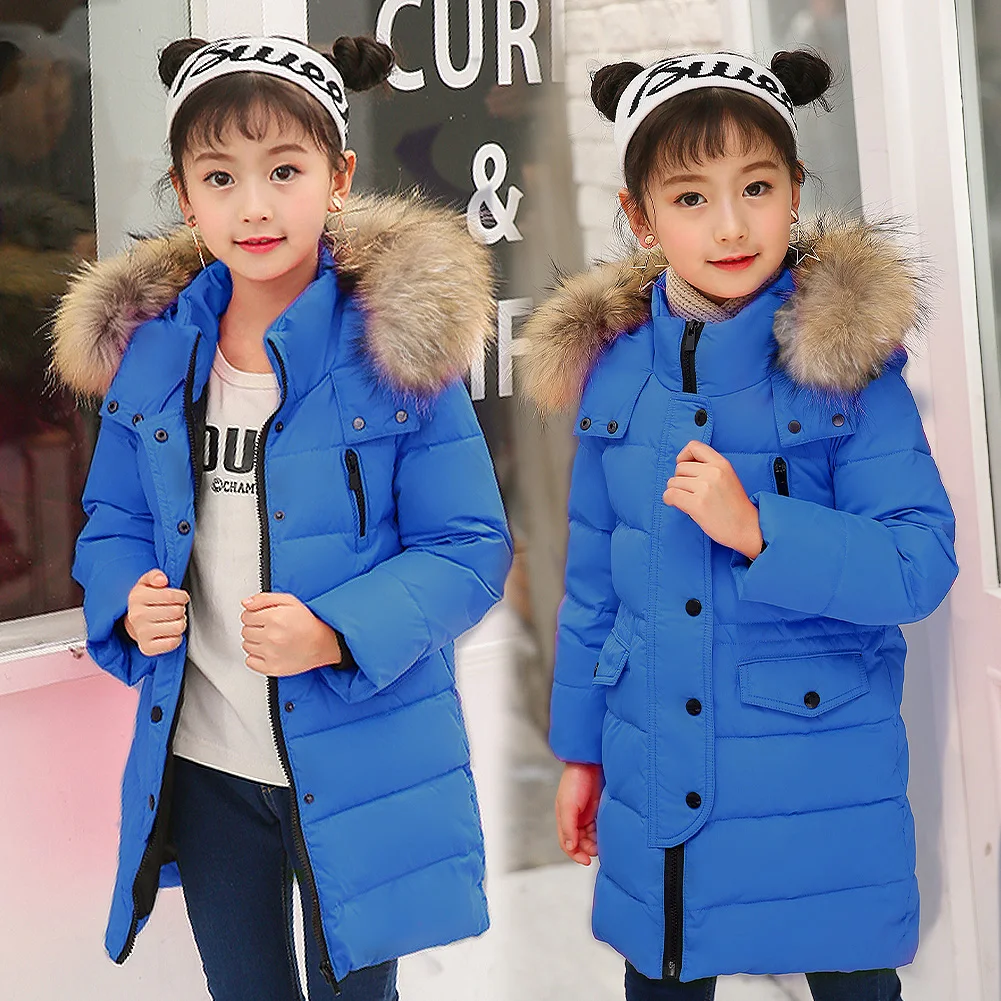 Boys Down Jacket,Long Girls Winter Puffer Coat,White Duck Down Jacket,Children's Warm Overcoat,Casual Windproof Kids Snowwear