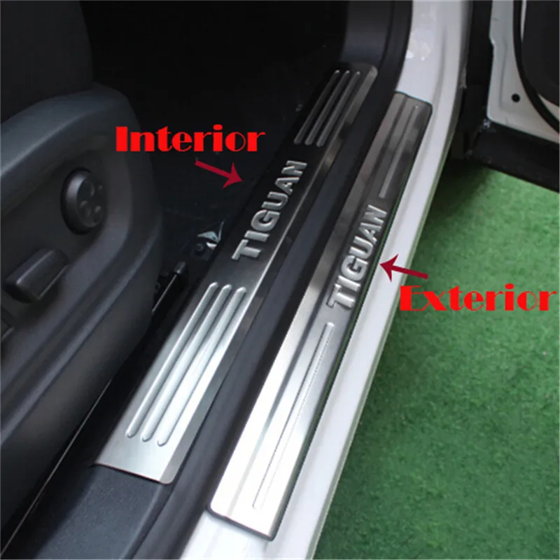 car-styling stainless steel inner+outside Door sills plate scuff pedal welcome pedal cover for Volkswagen  Tiguan 2010-2015