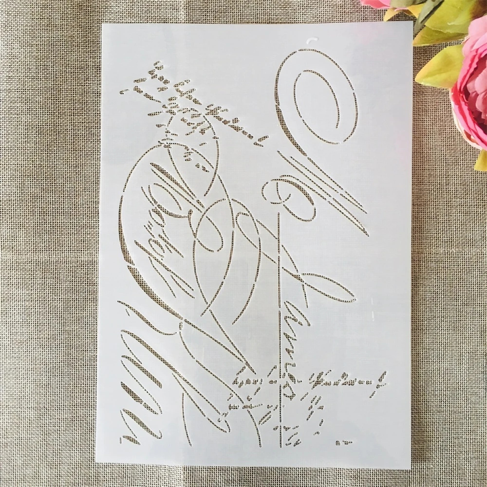 A4 29 cm Vintage El Yazısı Posta Mektup DIY Katmanlı Şablonlar duvar tablosu Karalama Defteri Boyama Kabartma Albümü Dekoratif Şablon