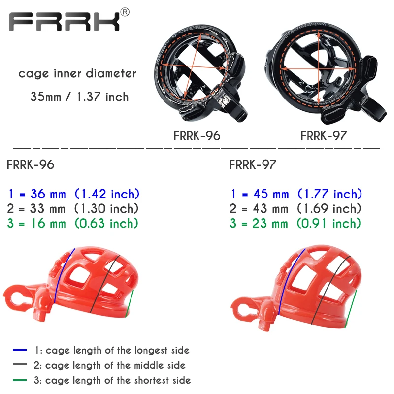 FRRK 35mm Big Chastity Cage for Male Bondage Belt Device Lightweight Shiny Smooth Plastic Penis Rings BDSM Sex Toys