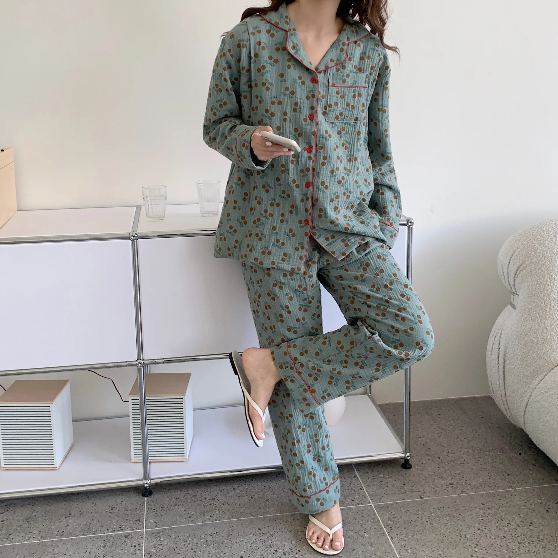 Fdfklak Cotton Breast-Feeding Pajamas Set Print New Design Long Sleeve Postpartum Nursing Pyjamas Suits Homewear Clothing