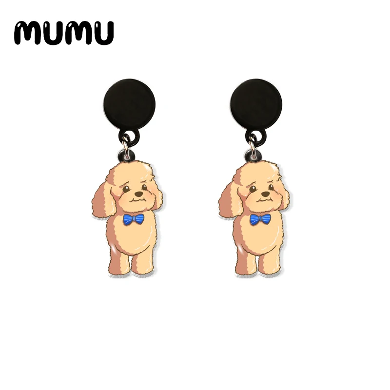 2021 New Poodle Dog Drop Earring Cute Pet Acrylic Earrings Resin Epoxy Handmade Jewelrys