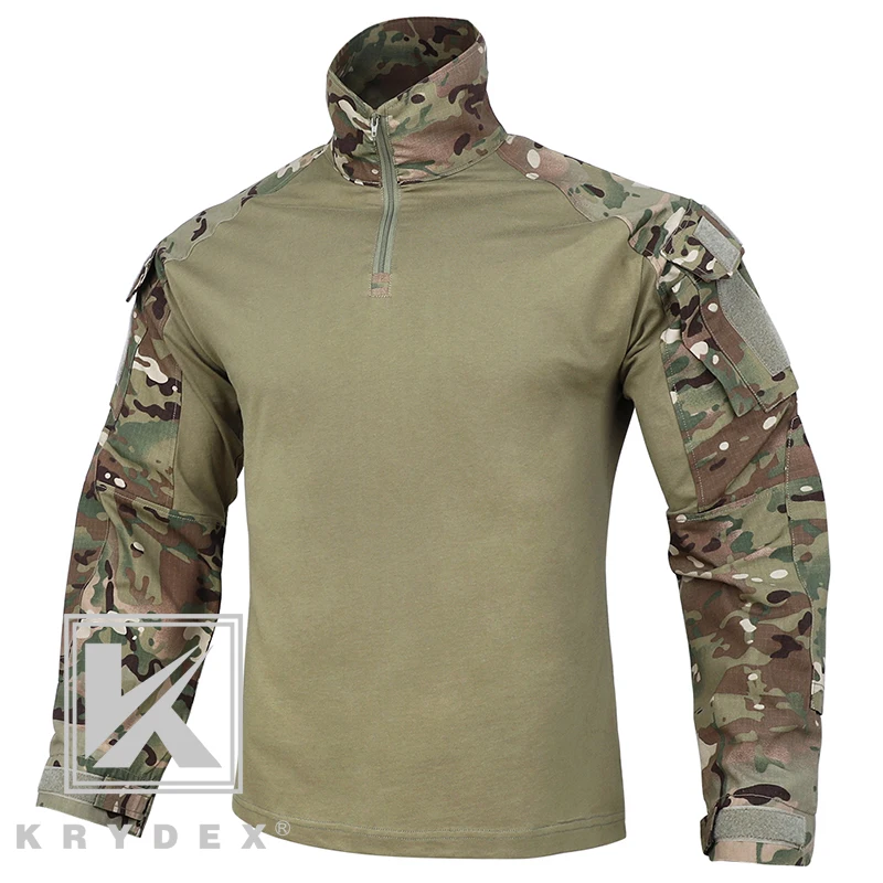 KRYDEX Tactical BDU G3 Combat Shirts Camo CP Style Camouflage Tops Assault Uniform Shirt + Elbow pads For Hunting Outdoor