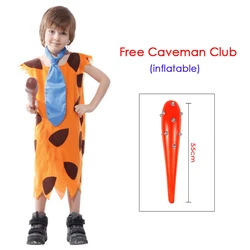 3-8Y Toddler Kids Child Stone Age Indian Boy Flinstones Costume Primitive Savages Cosplay Halloween Carnival Party Fancy Dress