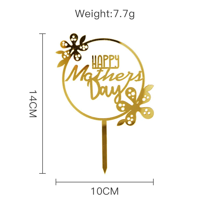 ins Acrylic MOM Cake Topper Pink Gold Happy Mothers Day Party Gift Cake Decoration For Mother's Day Cake Topper Holiday Supplies