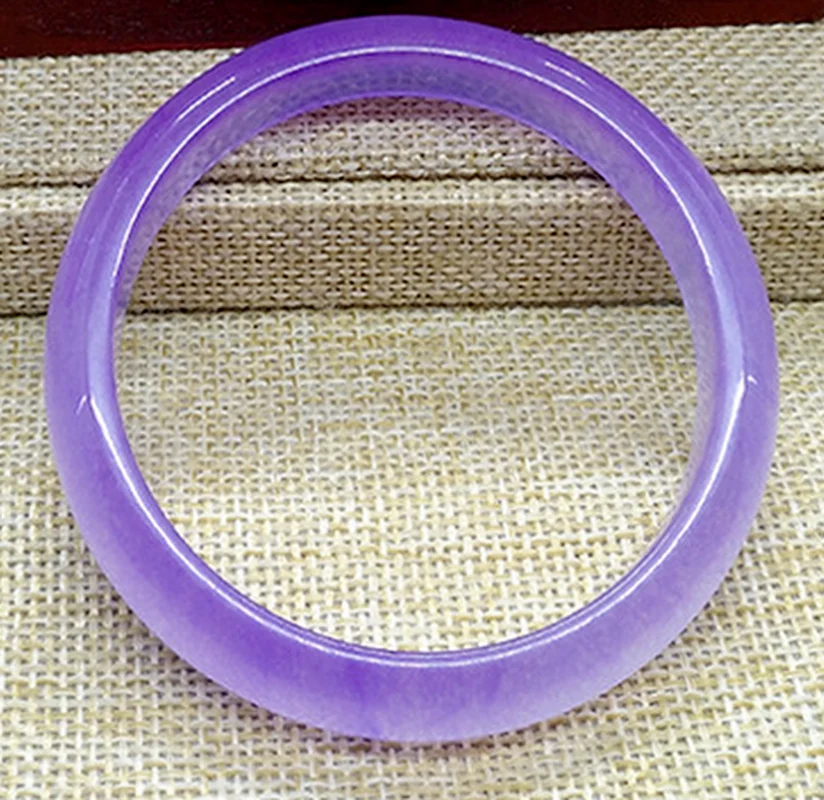 Natural 58-64mm 100% Certified Quartzite Lavender Jade Jadeite Bracelet Bangle