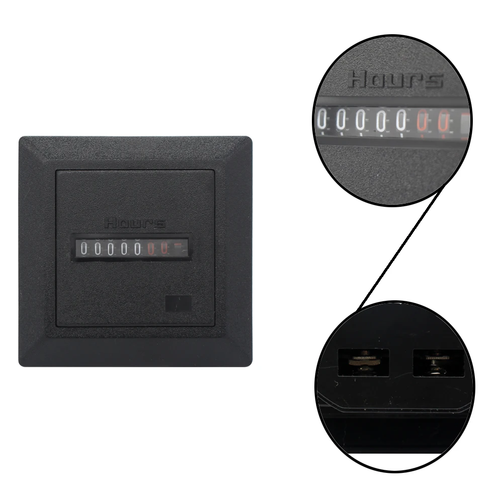 ManHua HM-1 Digitaler Vierkantzähler-Stundenzähler, schwarzer Zähler, AC220, 60 Hz, 0–99999,99 H