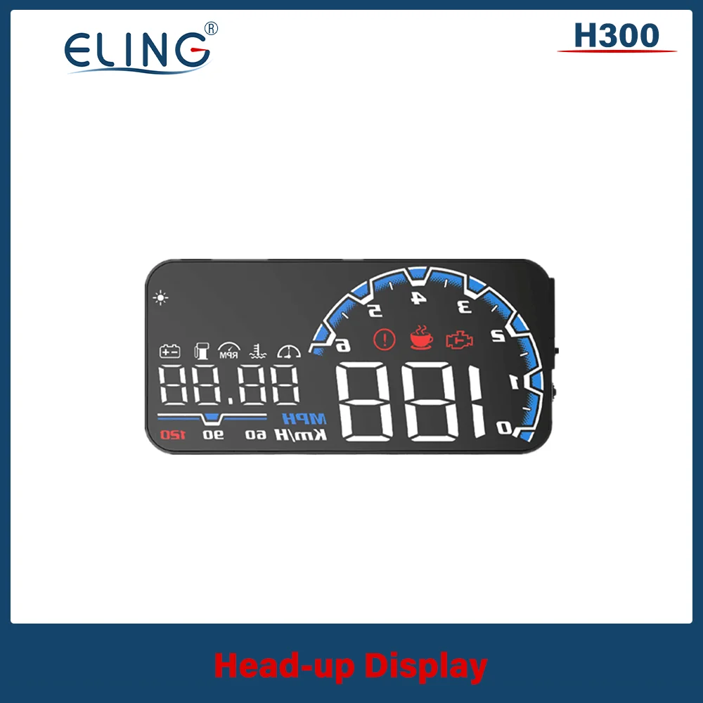 ELING Digital Auto Speedometer 5 Inches HUD OBD2 Car Speed Windshield Projector Overspeed Alarm Smart OBD2 EUOBD Universal