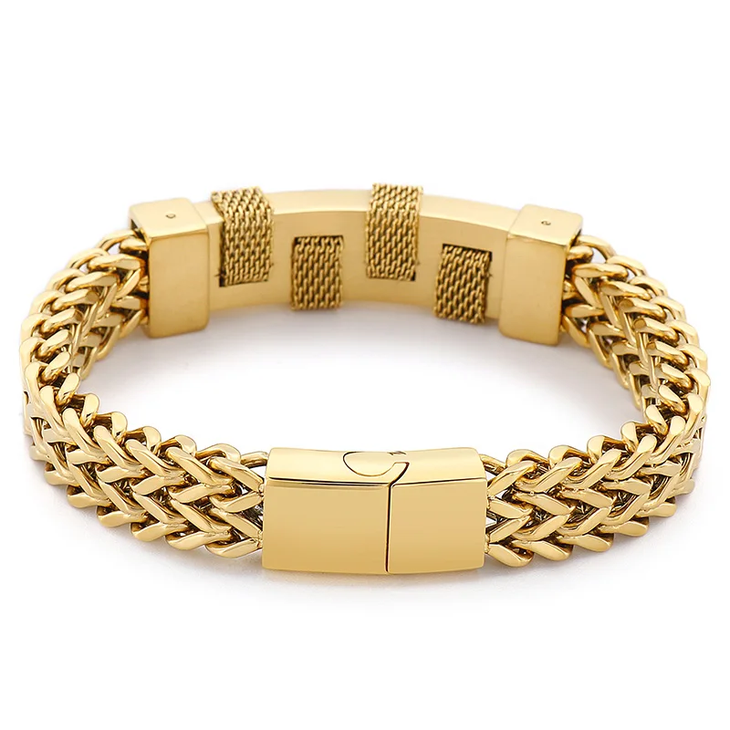 Drei-farbe Trend Edelstahl Nähte herren Armband Design Gefühl Armband Schmuck – Detail 4