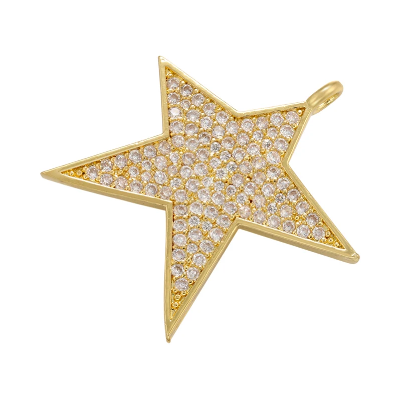 ZHUKOU Gold color Star Pendant CZ Crystal Pendant for Women DIY Necklace Jewelry Accessories Supplies Wholesale VD1059