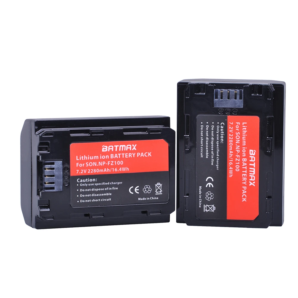 Bateria Batmax 2280 mAh NP-FZ100 + podwójna ładowarka LED z portem typu C do Sony Alpha 9 A9R 9S A9S a7 iii A7R3 7RM3 a7m4 A6700 A6600