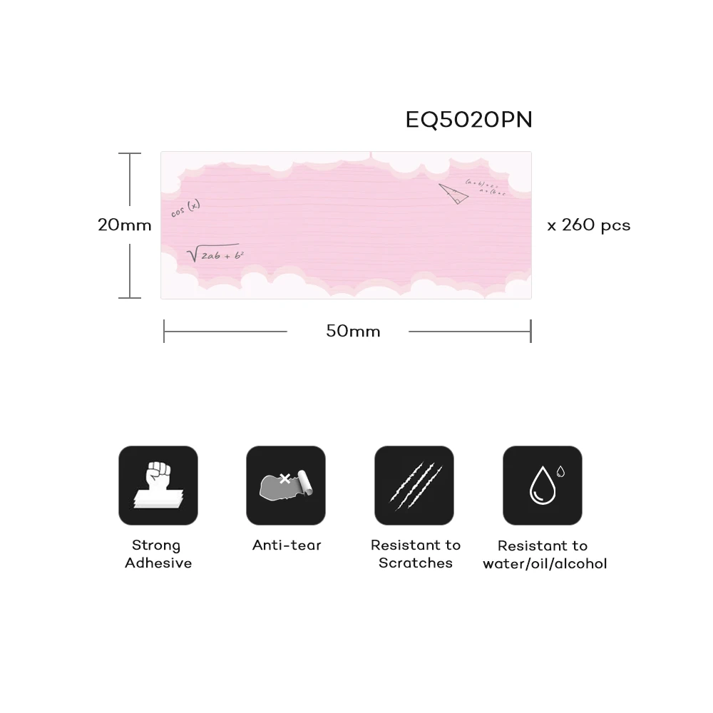 Kze Pink Note Cute Thermal Label Roll 50*20mm New Typeable Washi Tape lovely mark sticker for EQ11 mini thermal label printer