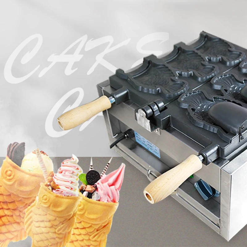 Kommerziellen taiyaki maschine 3-loch gas/elektrische Japanischen snacks und snacks maschine 2KW eis taiyaki 220V