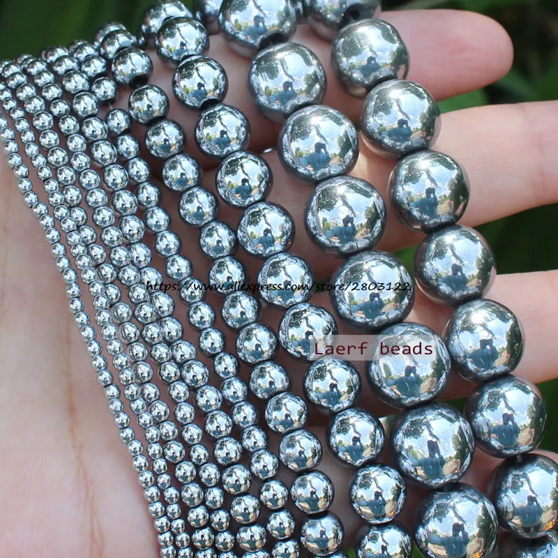 Shining!Natural Hematite Silver Color 2-12mm Round Loose beads,For DIY Jewelry Making !We provide mixed wholesale for all items!