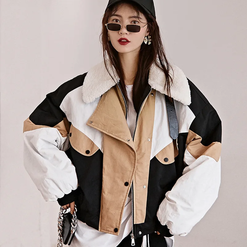 

Winter Women High Quality faux lambswool Fur OverCoats Luxury short casual Thick Warm Plus Size female 2019 black white beige